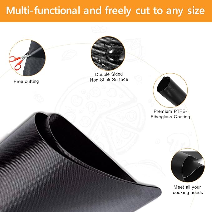 Oven Liners for Bottom of Oven,12"x6.6"and 12"x13.8" Reusable Non-Stick Heat Resistant Toaster Liners Mat Accessories for Emeril Lagasse Dual Zone 360 Air Fryer Oven 25 QT Extra Large and More