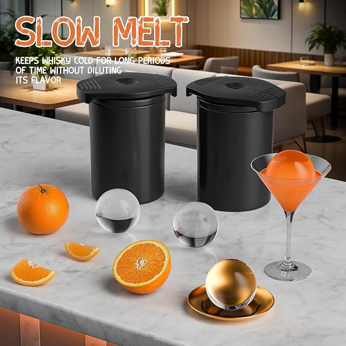 Clear Ice Ball Maker,2.36" Ice Ball Maker Mold for Whiskey & Cocktails,Round Sphere Ice Maker,Idea Gifts for Dad Boyfriend Boss Men who Have Everything