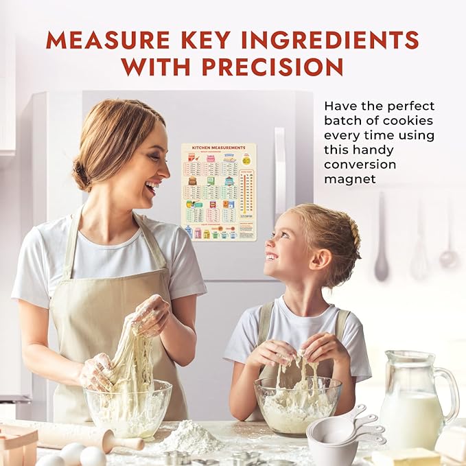 Kitchen Conversion Chart Magnet for Easier Cooking & Kitchen Baking - Kitchen Gadget Baking Gifts - Metric Conversion Chart for Cooking - Cute Kitchen Accessories - Kitchen Needs Baking Accessories