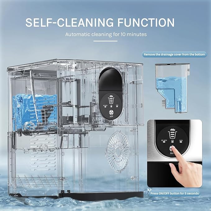 Countertop Nugget Ice Maker, 44lbs/24H Nugget Ice Machine Countertop, Chewable Pellet Ice Maker Machine with Ice Dispenser, 2.4L Water Reservoir, Self-Cleaning, Ideal for Kitchen/Bar/Office, D-Silver