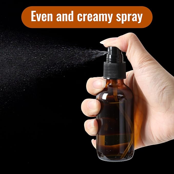 STARSIDE 24 Pack 2oz Amber Glass Spray Bottles with Fine Mist Sprayer,60 ml Glass Travel Bottles for Cosmetic Essential Oils Cleaning Solutions Perfumes & Liquids