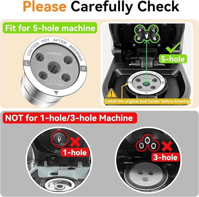 CAPMESSO Reusable K Cups for Keurig: 4 Stainless Steel Coffee Pods 5-hole Metal Coffee Filters for Keurig K Supreme/K Slim/K-Brew Chill/K-Duo Gen 2 with Multistream Technology, No BPA, Durable