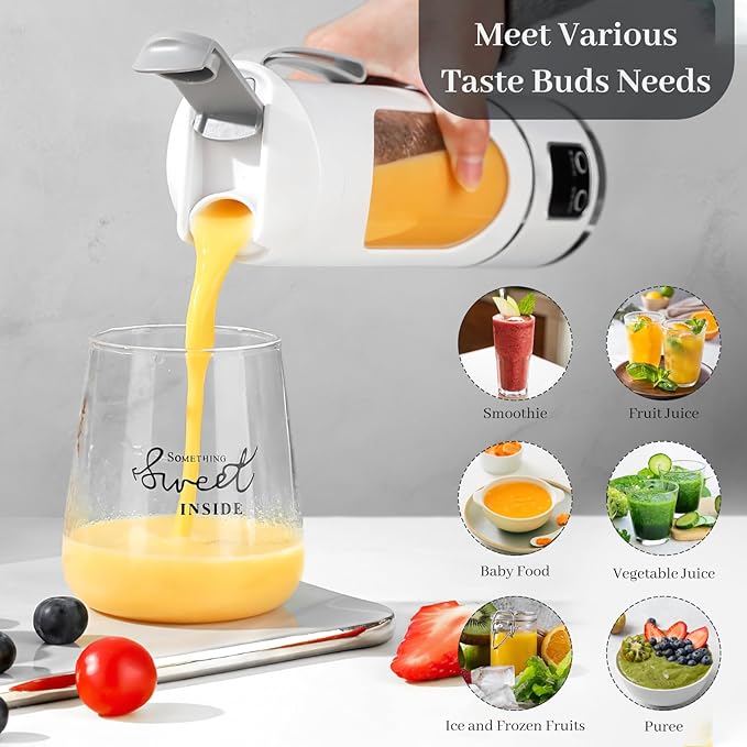 HomeBeyond 15oz Portable Personal Size Blender, Cordless Mini Blender for Shakes & Smoothies, USB-C Rechargeable, BPA Free Travel Juicer, Powerful Blending Suit in Office/Home/Gym