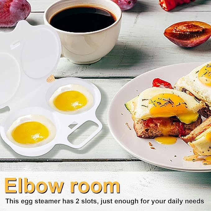 Microwave Poached Egg Cooker, 2 Cavity Nonstick With Lid