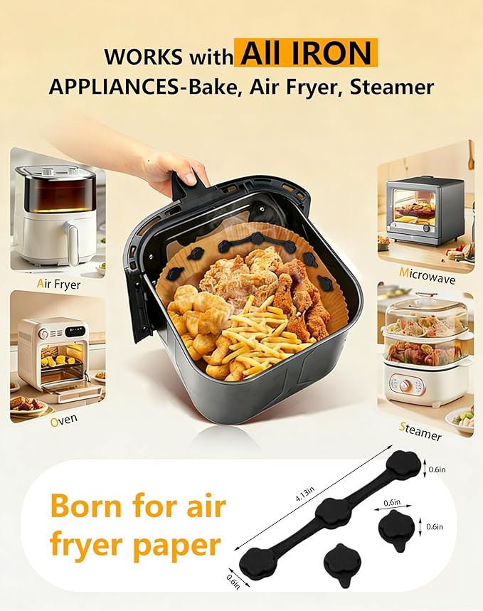 12PCS Air Fryer Magnets for Parchment Paper, Heat-Resistant Silicone Air Fryer Liners Magnets for Holding Down Disposable Air Fryer Liners, Air Fryer Accessories Prevent Paper Burning (Black)