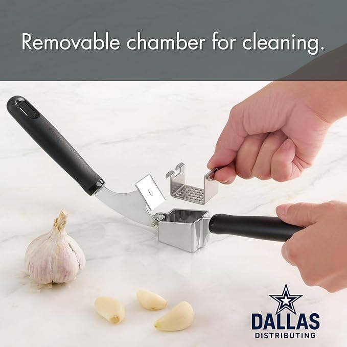 7.7" Lightweight Stainless Steel Garlic Press – Easy-Clean Manual Garlic Crusher for Kitchen Use