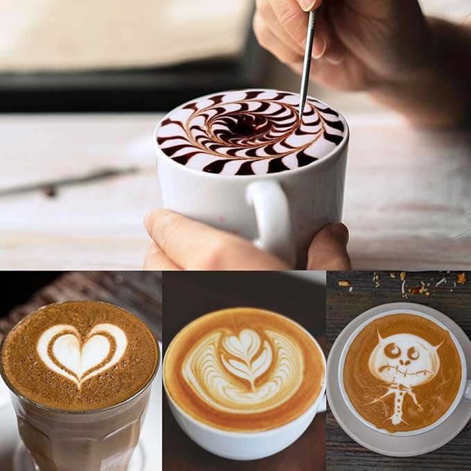 Milk Frothing Pitcher, 32oz Stainless Steel Milk Frother Cup Steaming Pitcher, Coffee Bar Cappuccino Espresso Machine Accessories Barista Tools, Metal Pitcher Milk Jug with Decorating Latte Art Pen