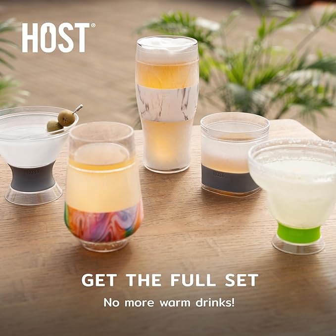 Host Whiskey Freeze Glasses, Double Old Fashioned Glasses, Chill Without Dilution for Bourbon, Vodka, Cold Brew Cocktails, Bourbon Gifts for Men, Home Bar, 9 oz, Set of 2, Olive Green