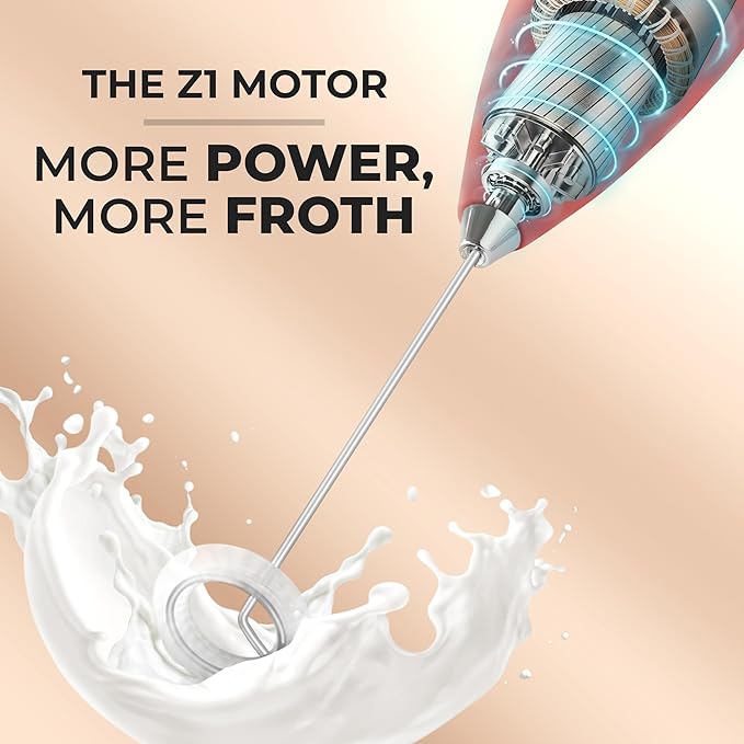 Zulay Powerful Milk Frother for Coffee with Upgraded Titanium Motor - Handheld Frother Electric Whisk, Milk Foamer, Mini Mixer and Coffee Blender Frother for Frappe, Latte, Matcha, No Stand - Red