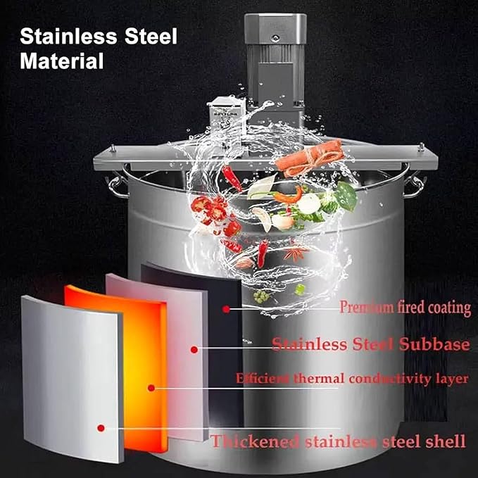 Stainless Steel Automatic Food Mixer 40L/80L, Commercial Mixer & Hot Pot Seasoning Bottom Sauce Stirrer w/ 4-Blade Scraper for Jam, Soup, Filling, Chili Sauce, Garlic Sauce & Porridge