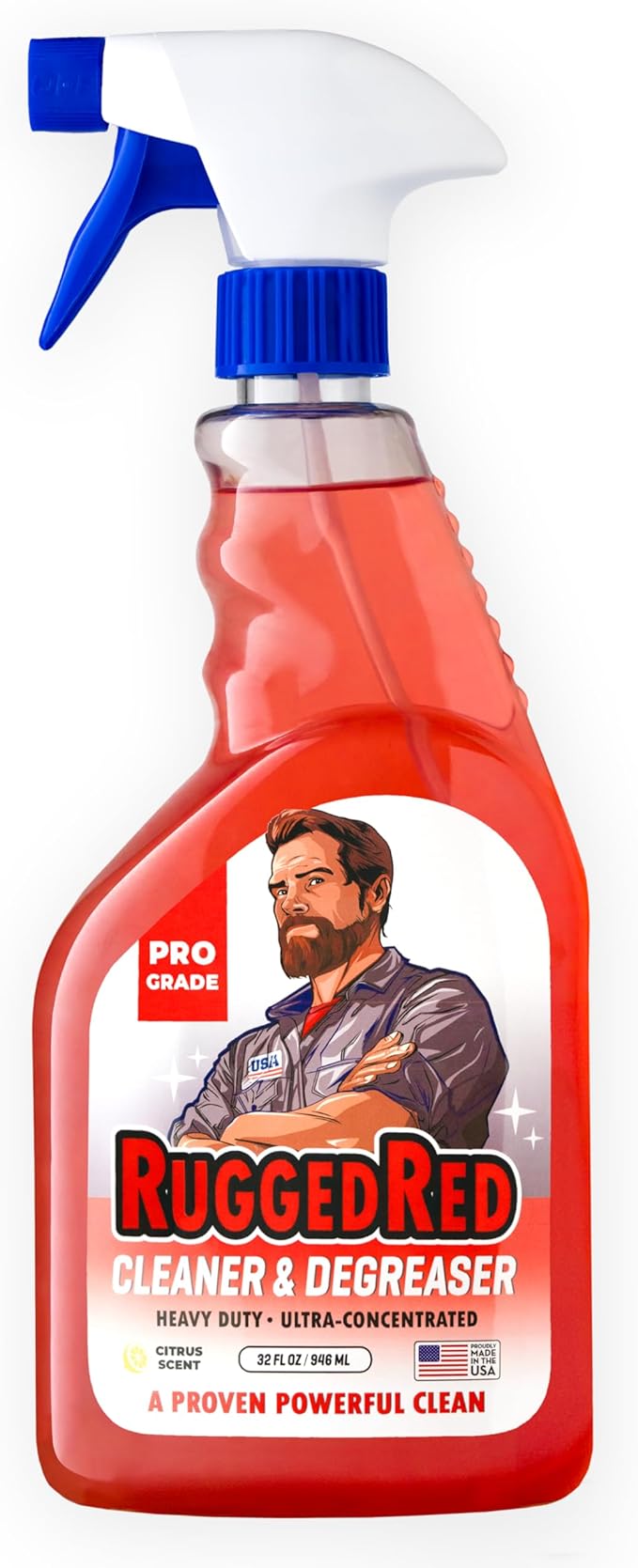 Industrial-Strength Cleaner & Degreaser – Heavy-Duty Kitchen Degreaser Spray for Chefs & Catering, USA-Made, Citrus Scent, 32oz (1 Bottle)