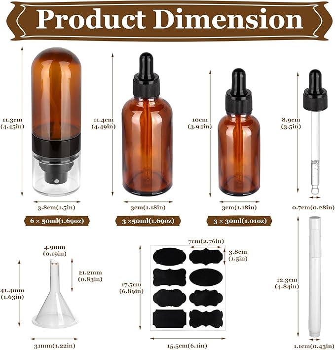 Sublaga Mini Spray Bottle, 24Pcs Spray Bottle & Essential Oil Bottle Kit with Dropper, Funnel, 4 Sheet Stickers, 2 Marker pen