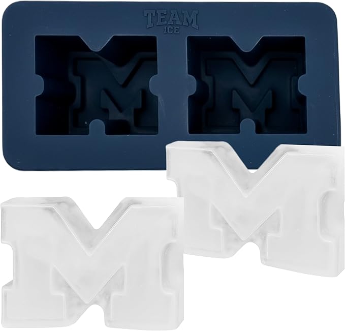 TEAM ICE - Michigan Silicone Ice Cube Tray - Large Silicone Ice Cube Mold for Whiskey & Cocktails, Durable Ice Tray for Game Day Drinks, College Logo Ice Mold for Fans & Tailgate Parties
