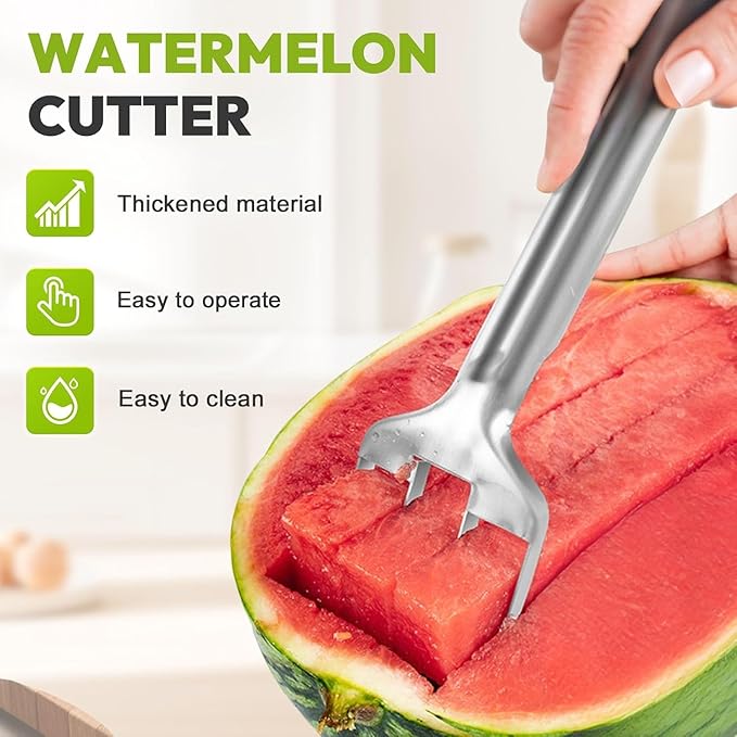 Stainless Steel Watermelon Slicer – Quick & Easy Watermelon Cutter Tool for Perfect Slices, Cubes & Wedges – Multi-Fruit Melon Cutter for Cantaloupe, Honeydew