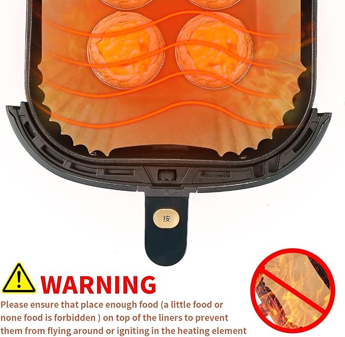 Air Fryer Liners Disposable Square for Ninja AF141 AF142 5Qt/Ninja AF181 AF182 6.5Qt, 100PCs 7.9in Non-stick Oil-proof Parchment Cooking Paper for Gourmia/Cosori/Chefman 5-8Qt Airfryer/Media 11 Quart