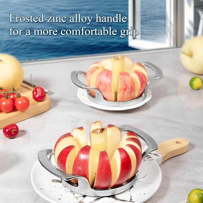 Apple Slicer and Corer,12-Blade Sharp Stainless Steel Fruit Cutter-Frosted Handle Comfortable to Use,Apple Core Remover Tool