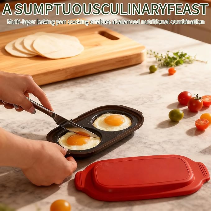 Microwave Egg Cooker – Microwave Egg Fryer, Omelette Maker for 2 Eggs, Non-Stick, Quick & Easy Egg Cooker for Breakfast, BPA-Free, Dishwasher Safe, Portable for Dorms, Offices, and Travel