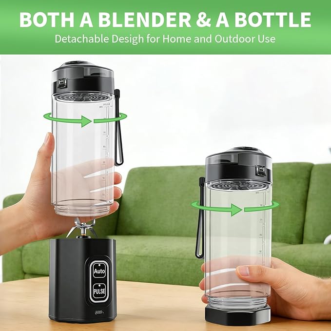 Portable Blender for Smoothie, 24 oz Cordless Personal Juicer Protein Shaker, BPA Free, Leakproof Lid, Rechargeable, Licuadora Portatil for Kitchen Outdoor Traveling Camping Gym Fitness