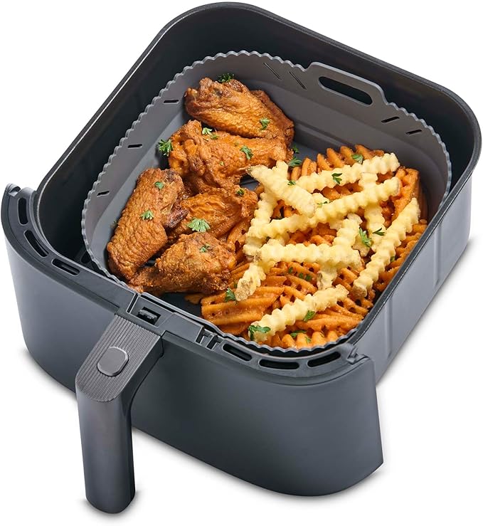 HIC Kitchen Collapsible Square Air Fryer Liners, European-Grade Silicone, Set of 2, Fits 5 to 7-Quart Air Fryer Baskets