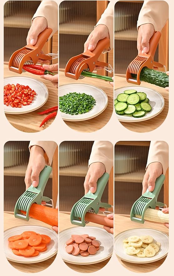 Multi-Functional Banana Slicer Cutter - All-in-One Kitchen Gadget for Fruits & Vegetables, Perfect as Grape Cutter & Strawberry Slicer, Safe for Kids & Dishwasher Safe (Orange)