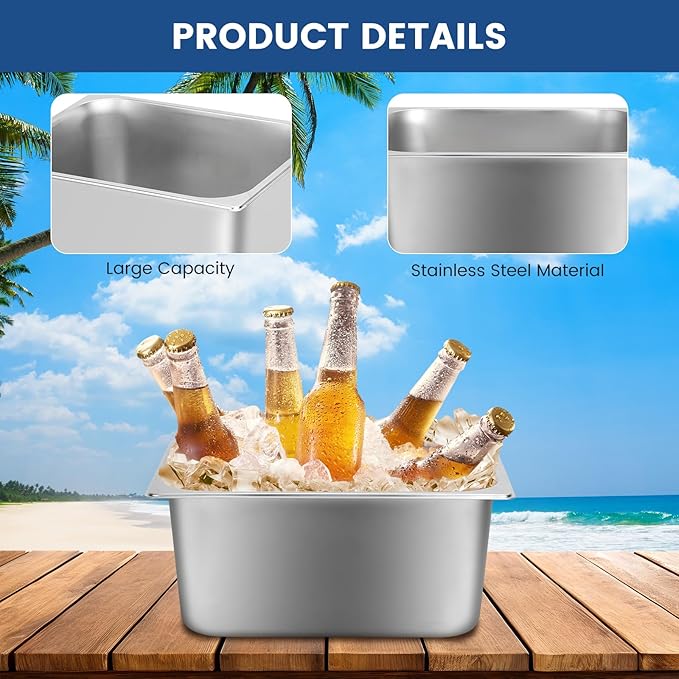 2 Pack Ice Bucket for Freezer,Freezer Ice Bin (large),Ice Buckets for Parties,Champagne Bucket,Stainless Steel Ice Bin for Freezer,Suitable for parties, picnics,and kitchen storage