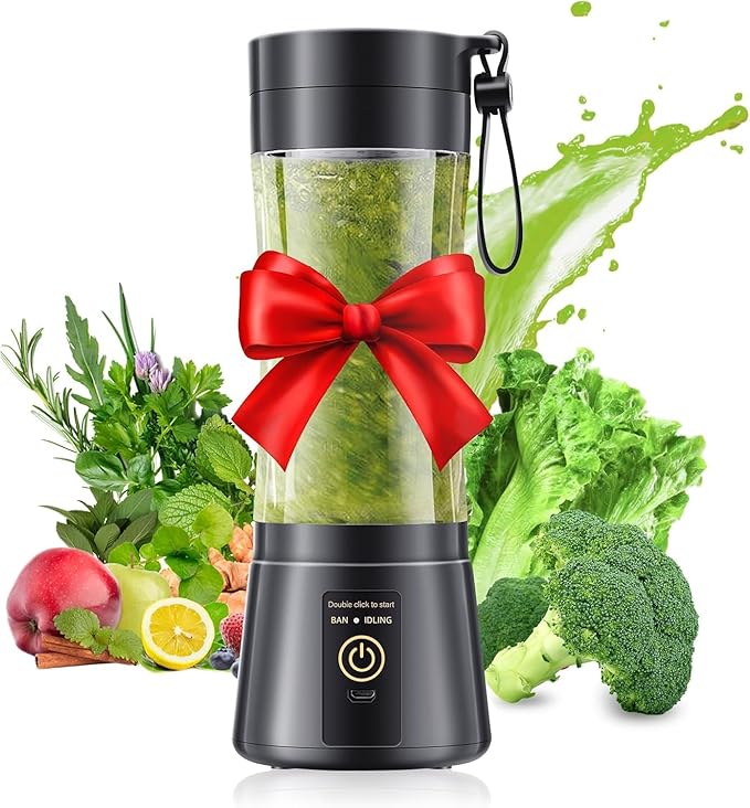 Cordless Personal Size Portable Blender - 12 Oz Blender for Smoothies and Shakes with BPA Free Traveling Juice Cup, 6 Blades for Powerful Blending, Suit for Sports/Travel/Home