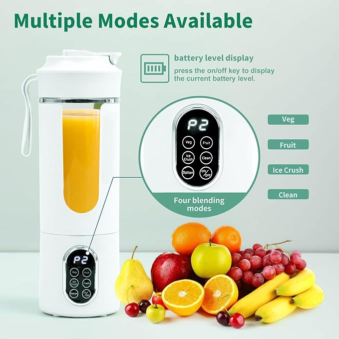 530ML Portable Blender,Mini Portable Electric USB Juicer,Small Personal Blender for Smoothies and Shakes,With Automatic Cleaning Function,Multi-Purpose and Easy To Use(white)