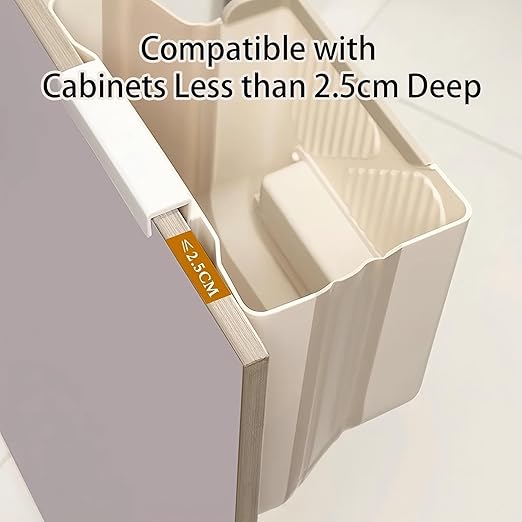 Hanging Trash Can for Kitchen Cabinet Door with 80 Garbage Bags, 2.7 Gallon Collapsible Trash Bin for Under Sink, Bathroom, Car, RV, Office (LargeCream)