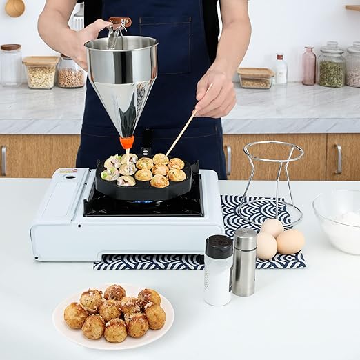 MyLifeUNIT Pancake Batter Dispenser, 20oz Multi-Caliber Stainless Steel Funnel Cake Dispenser with Stand for Pancakes, Cupcakes Any Baked Goods
