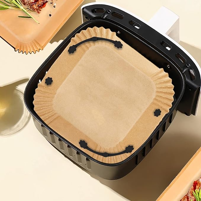 Air Fryer Magnets Silicone Buckle for Parchment Paper Liners, High-Temp Resistant Air Fryer Accessories, Safely Lock Paper from Heating Element or Covering Food, Prevent Burning (Blossom)