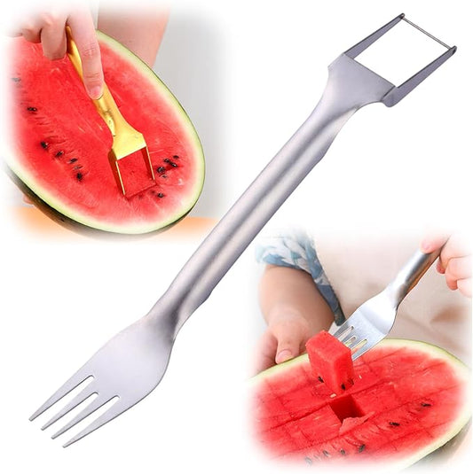 2-In-1 Stainless Steel Fruit Cutter,2025 Upgrade Watermelon Cutter Slicer Tool,Watermelon Cutter and Fork Slicer for Mom Dad Teacher,Melon Fruit Knife (1PC)