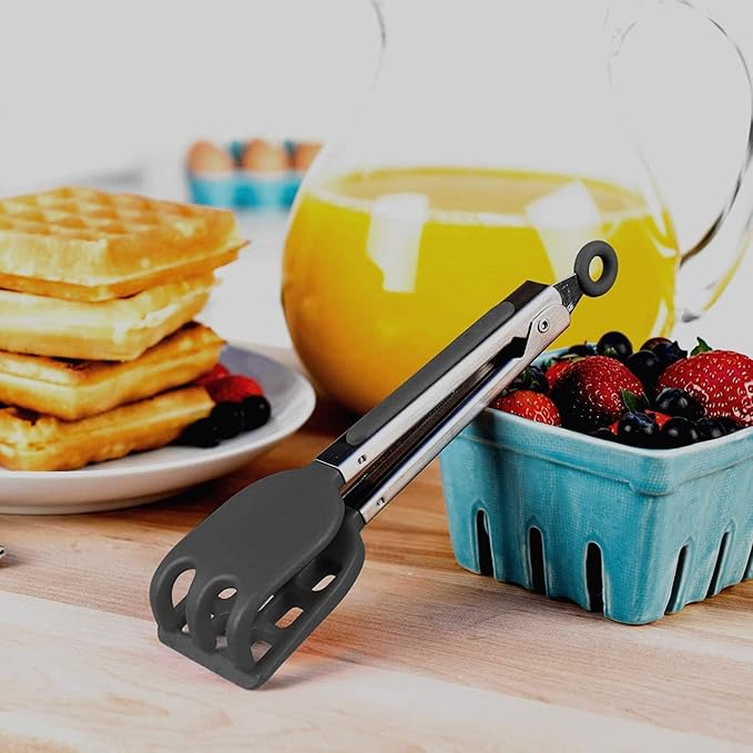 Black Waffles Batter Dispenser n Waffle Tongs Combo Set,Get Perfectly Fluffy Waffles Every Time! Batter Measuring Separator for Pancakes, Cupcake, Muffin Quick Filling Cookie Batter