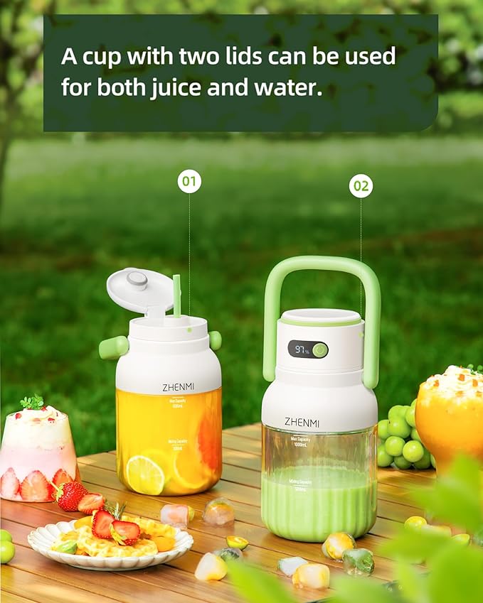 Portable Blender, Personal Blender for Smoothies & Shakes, Cordless, 33oz BPA-Free Vessel, 18000RPM Motor, Leakproof Lid with Sip Spout, USB-C Rechargeable, Easy-to-Clean Parts (Green)
