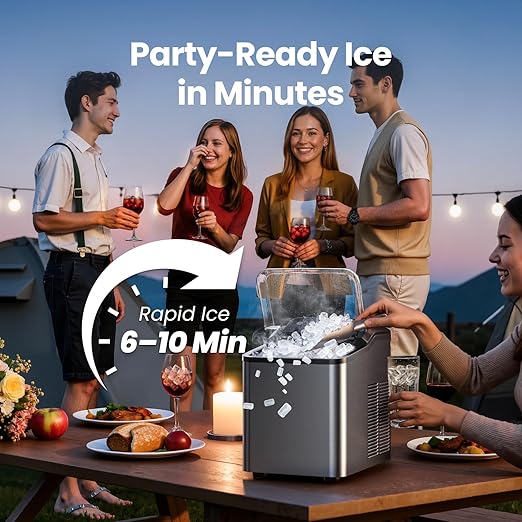 VIBOFROST Nugget Ice Maker Countertop – Premium Stainless Steel, Chewable Sonic Ice, 2000+ Ice Pellets Daily, Ready in 6-10 Minutes, Self-Cleaning & Innovative Anti-Scale System (Grey)