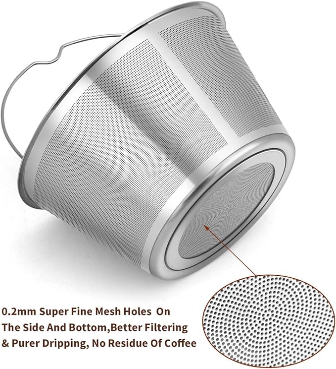 Reusable Stainless Steel Coffee Filter for BUNN 8-10 Cup Brewers, Permanent Replacement Filter, High Flow Mesh, Dishwasher Safe, BPA-Free
