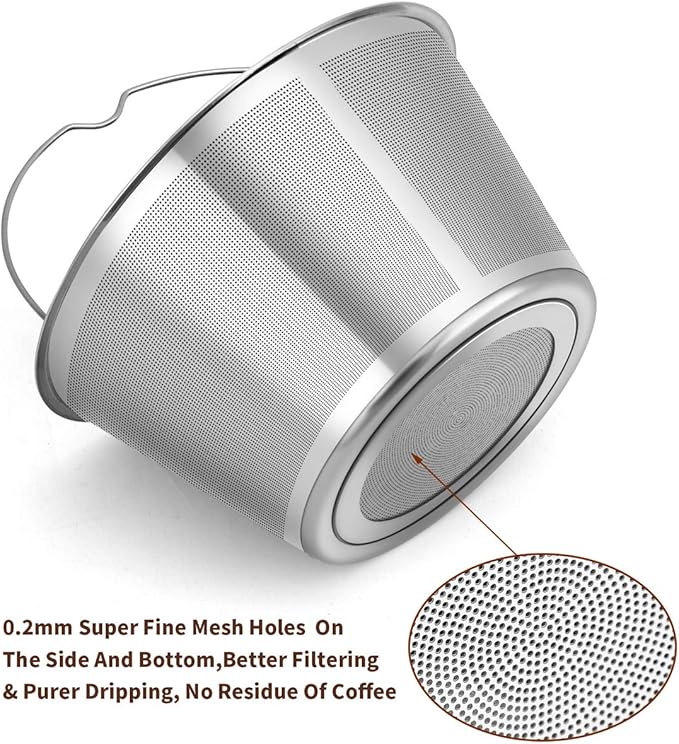 Reusable Stainless Steel Coffee Filter for Cuisinart & Hamilton Beach 8-12 Cup Drip Coffee Makers, Permanent Replacement Filter, Ultra Fine Mesh, Dishwasher Safe, BPA-Free