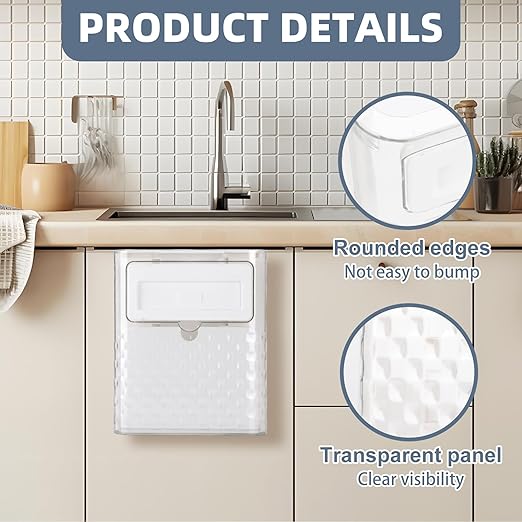 Hanging Kitchen Trash can, Foldable Transparent Trash can, can be Used for cabinets/Cars/bedrooms/bathrooms