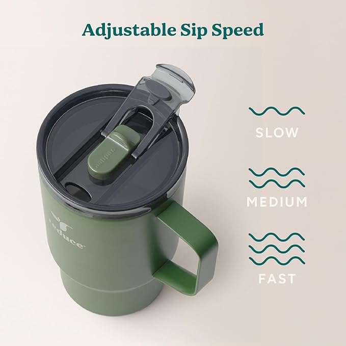 REDUCE 18 oz Hot1 Stainless Steel Insulated Mug with Temperature Adjusting Lid - Dual-Wall Vacuum, Cupholder Friendly - Keeps Drinks Hot for 6 Hours - Ideal for Coffee, Tea & Other - Sage