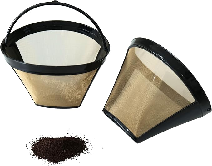 Reusable Coffee Filter #4 Cone for 8-12 Cup, for Ninja & Cuisinart Coffee Makers, Permanent Basket with Stainless Steel Mesh, BPA-Free (1)