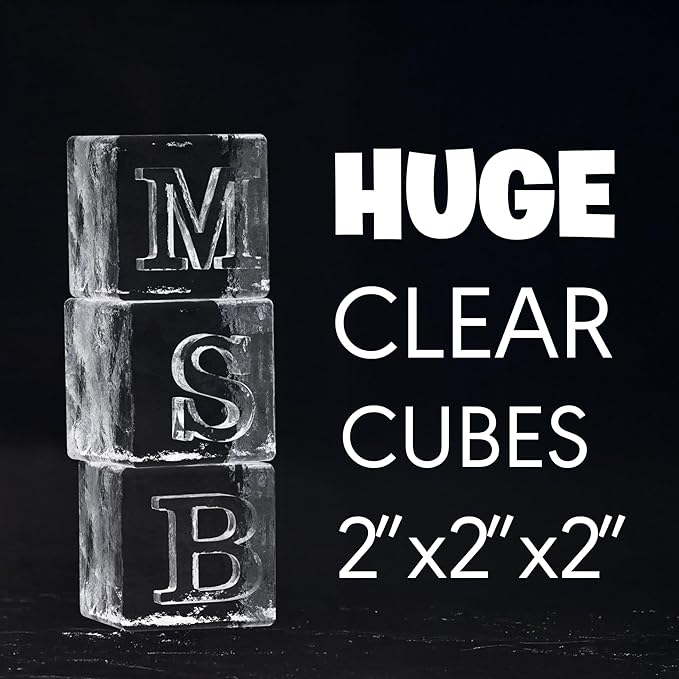 Letter S Monogram Clear Ice Cube Maker, 2" Big Ice Cubes Mold for Whisky and Cocktails, Large Initials Silicone Ice Cube Tray Personalized Gifts for DAD Gifts for Men (Letter S)