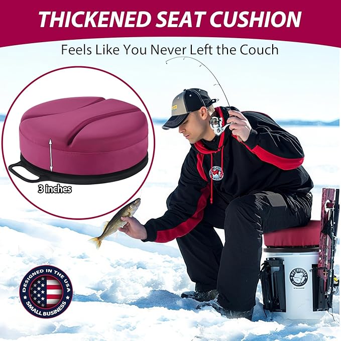 5 Gallon Bucket Seat with 3" Thick Seat Foam Cushion, 360°Swivel Bucket Lid Seat, Waterproof & Silent Bucket Seats for Dove Duck Hunting, Ice Fishing, Baseball, Camping