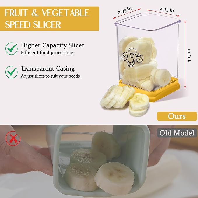 Stainless Steel Strawberry & Banana Slicer, Egg Slicer, Speed Fruit Cutter with Push Plate, Quickly Making Salad, Must Have Yellow Kitchen Gadget