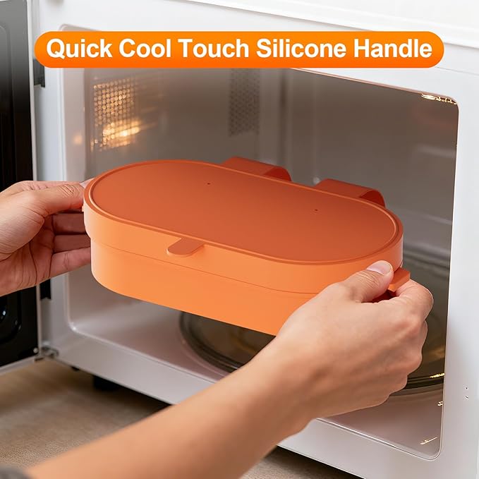 Microwave Egg Cooker, Microwave Egg Maker For Breakfast Sandwich, Silicone Egg Bite Molds For Scrambled Eggs Muffins, Safe for Oven Air Fryer, Dishwasher-Safe Orange
