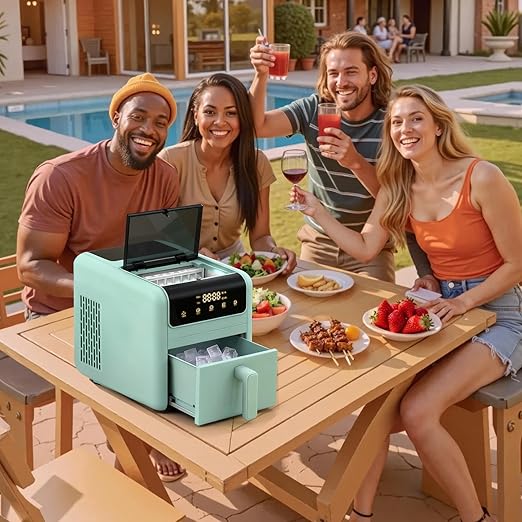 Countertop Ice Maker, 50lbs per 24H Self-Cleaning Portable Ice Machine, 24 Clear Cube Ice Cubes in 10-15 Mins, 3 Modes (Soft/Normal/Hard) & Timer Function, Compact for Home/Kitchen/Party