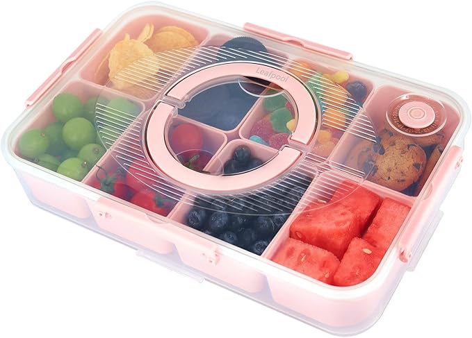 Snackle Box Container, Dishwasher Safe Fruit Snack Containers, Divided Serving Tray with Lid for Veggie, Candy, Snackle Charcuterie Plastic Boxes for Kids Adults Travel Picnic