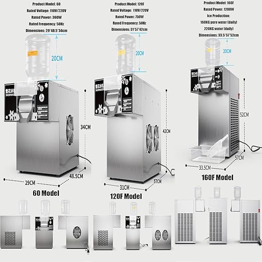 Electric Snow Ice Continuous Ice Maker,Small Desktop Air-Cooled Snowflake Ice Machine,Shaved Ice Machine,Ice Crusher,Snow Ice Cream Machine 120F