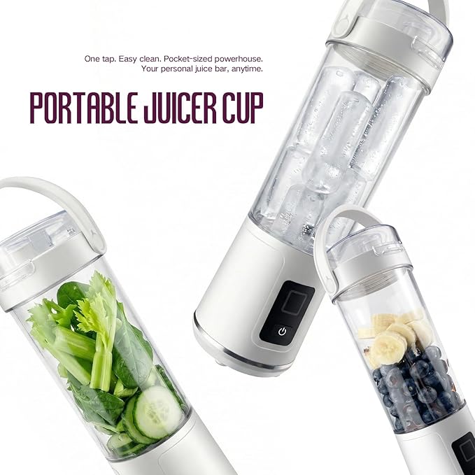 SUNHAIXIA Portable Blender - Citrus Juicer with Type-c Rechargeable (WHITE-BS-B01)