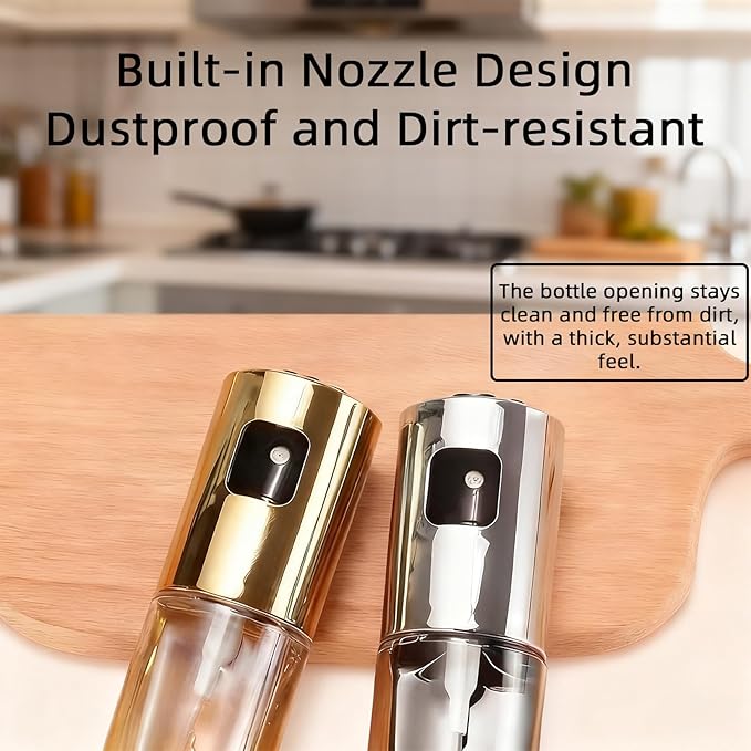 Olive Oil Sprayer, 3.5oz/100ml Oil Sprayer for Cooking, Oil Sprayer for Air Fryer, Stainless Steel Pump for Mist Spray, Food Grade Glass Metarial Mister for Kitchen Gadgets, Salad, BBQ