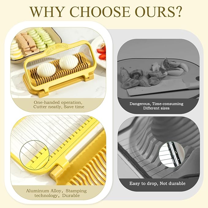 Egg Slicer for Hard Boiled Eggs Banana Slicer, banana Strawberry Mushroom, Aluminium Stainless Steel Wires Heavy Duty Dishwasher Safe