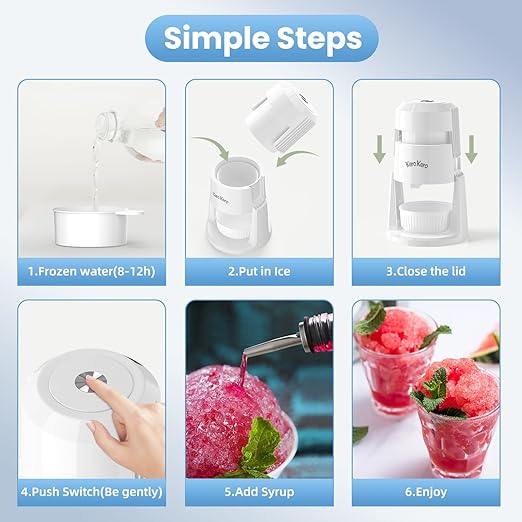 Professional Shaved Ice Machine: RX03 Electric Snow Cone Maker & ICEE Machine for Home, 60W Power, 120V Universal Voltage, Create Fluffy Ice Snow Cones, Slushies and Frozen Treats-White